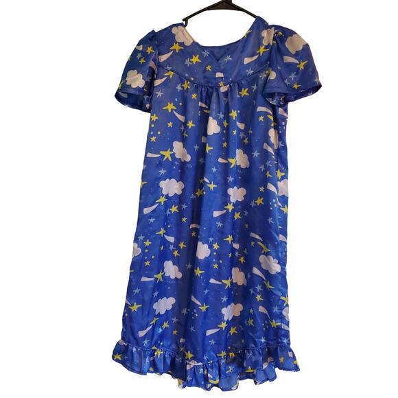 Vintage Other - Vintage Y2K Babydoll Nightgown Blue Cloud Star Celestial Pattern Size Small